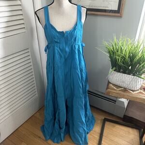 Pilcro Anthropologie Dress Large Petite Blue Midi Parasail Shift Lagenlook Chic